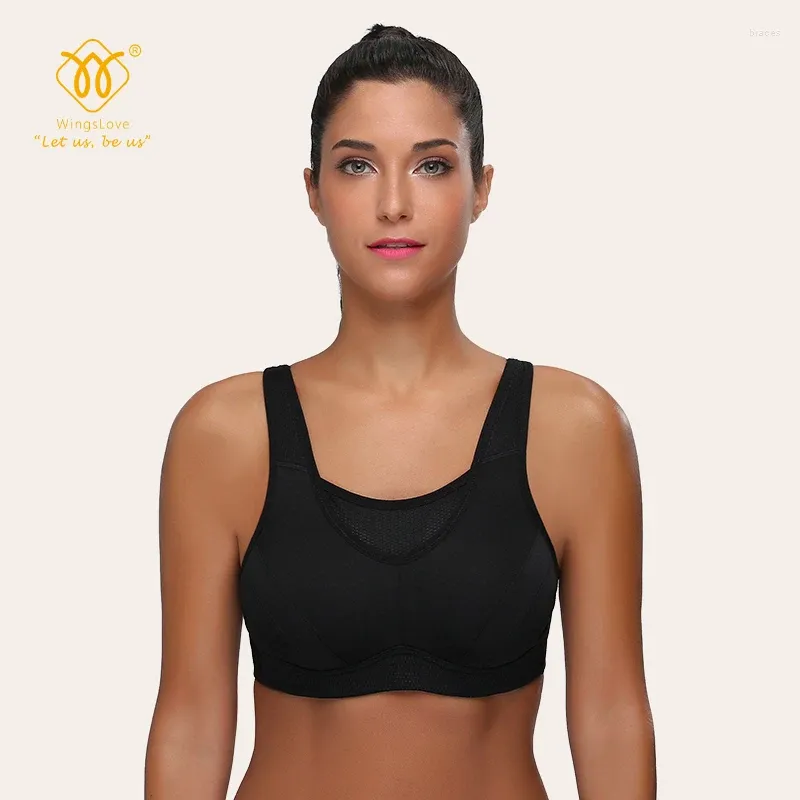 Bras Wingslove Women Sports High Impact Sous-vêtements sans couture Femelle Sexy Lingerie NON-PADDED Cup Wirefree Plus taille