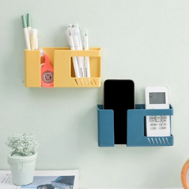 Hooks 1pc Punch Free Wall Mounted Organizer Remote Control Storage Box Mobiltelefon Pluggar Laddning av multifunktionskrok