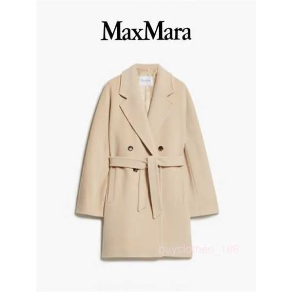 Женское пальто кашемирное дизайнерское пальто модное пальто Maxmaras 2024 весна/лето новые женщины носят короткий котенок бежевый