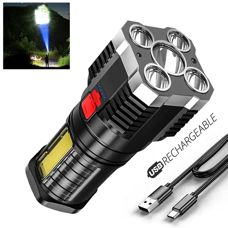 Five-Nuclear Explosion Flashlights Strong Light Rechargeable Highlight Small Xenon Outdoor Multi-Function Flashlight