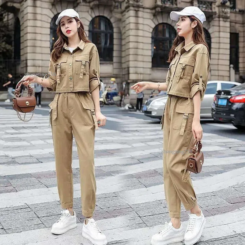 Womens Two Piece Pants Fashion Safari Style Two Piece Sets Spring