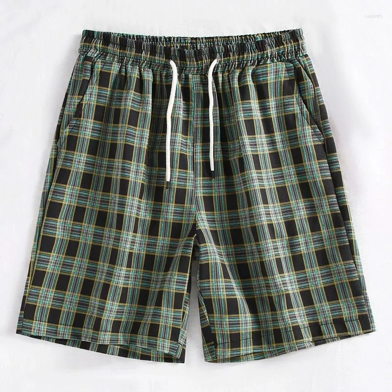 Men's Shorts Casual 2024 Fashion Plus Size Elastic Waist Plaid For Men Clothes High Quality