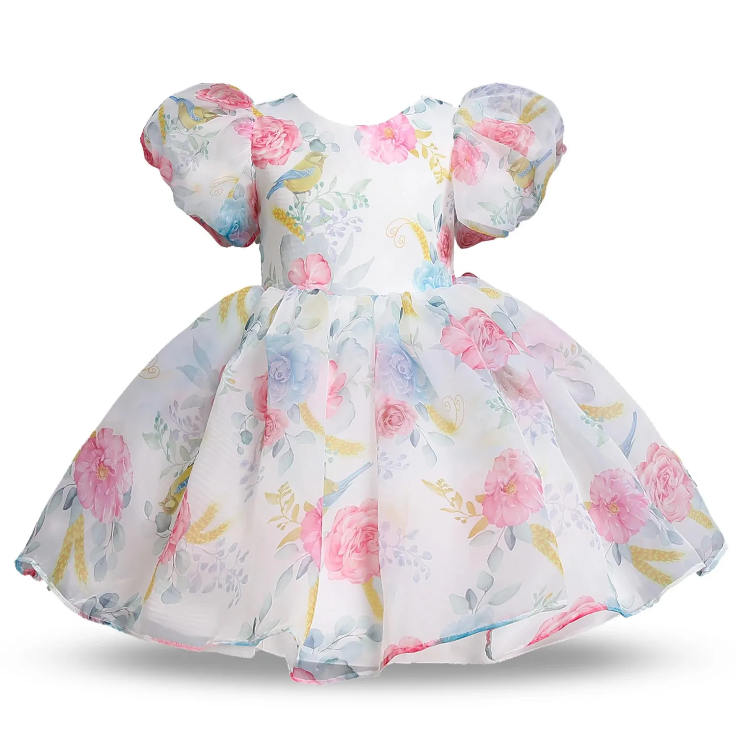 Fluffy Christmas Girls Princess Robe Fleur Année bébé pour enfants Party Péré Prom Robe de bal Tulle Elegant Summer Enfants Robes 240407