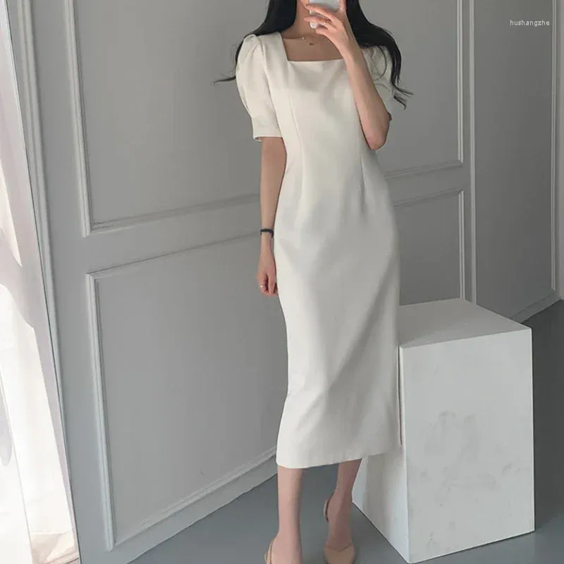 Casual Dresses 2024 Summer Dress Women Solid Color Elegant Vestidos Business Party BodyCon Work Office Lady Female 15446