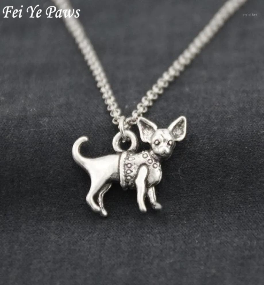 Naszyjniki wisiorek Antique srebrny kolor chihuahua pies stal nierdzewna łańcuch łańcucha boksowego Animal Chocker moda akcesoria Jewele8587857