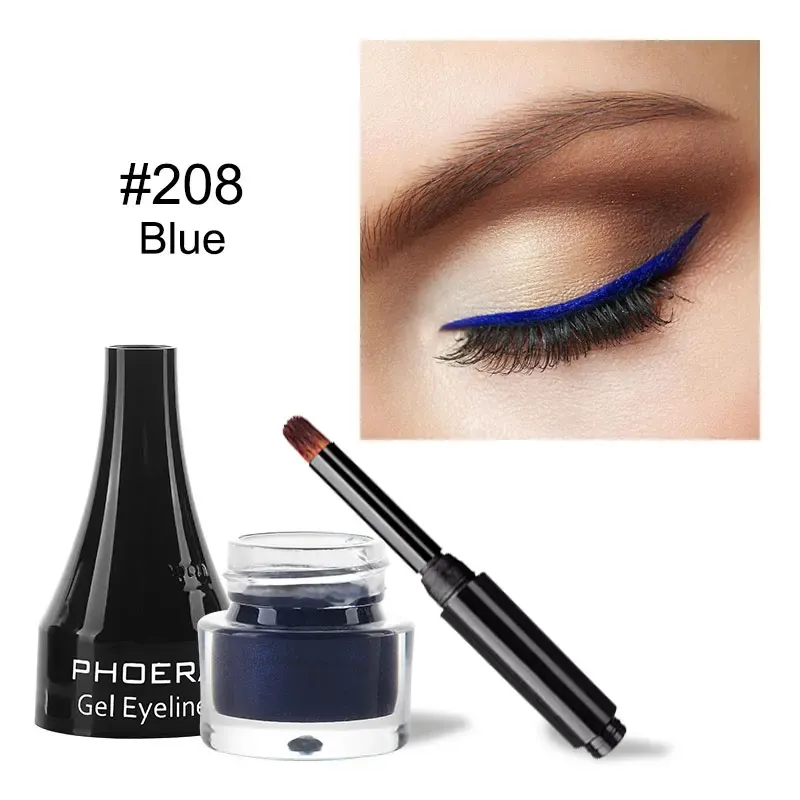 Eyeliner PHOERA Colorful Eyeliner 10 Colors Waterproof Eyeliner Gel With Brush Longlasting Eye Liner Cream Makeup Tools Women Cosmetics