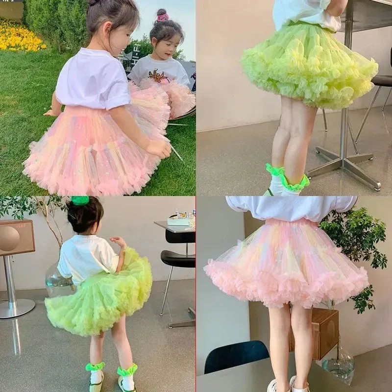Flickor tutu kjolar tyll sommar kawaii barn baby prinsessa kort kjol barns födelsedagsfest kostymer småbarn flickkläder 240428