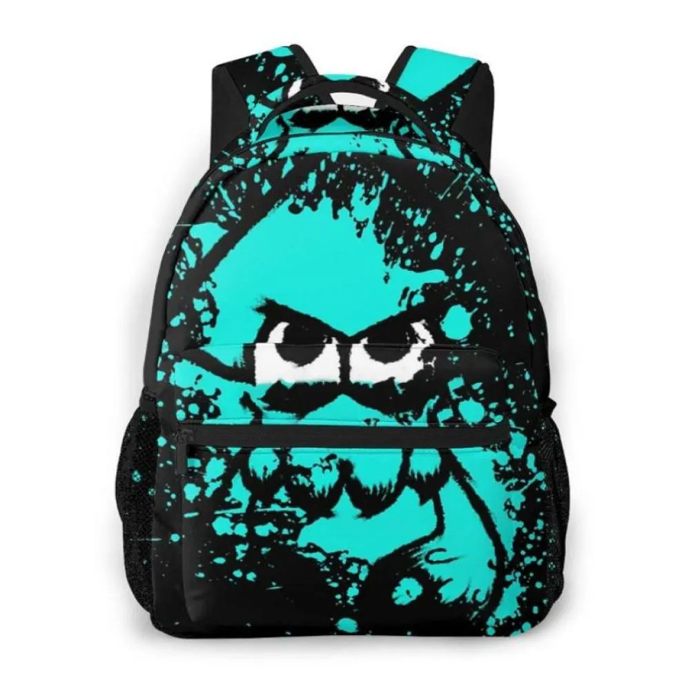 Rucksack schwarzer Tintenfisch mit leeren Augen auf Cyan Splatter Maske niedliche Rucksack für Männer Frauen Bücher weibliche Schule 20212821891