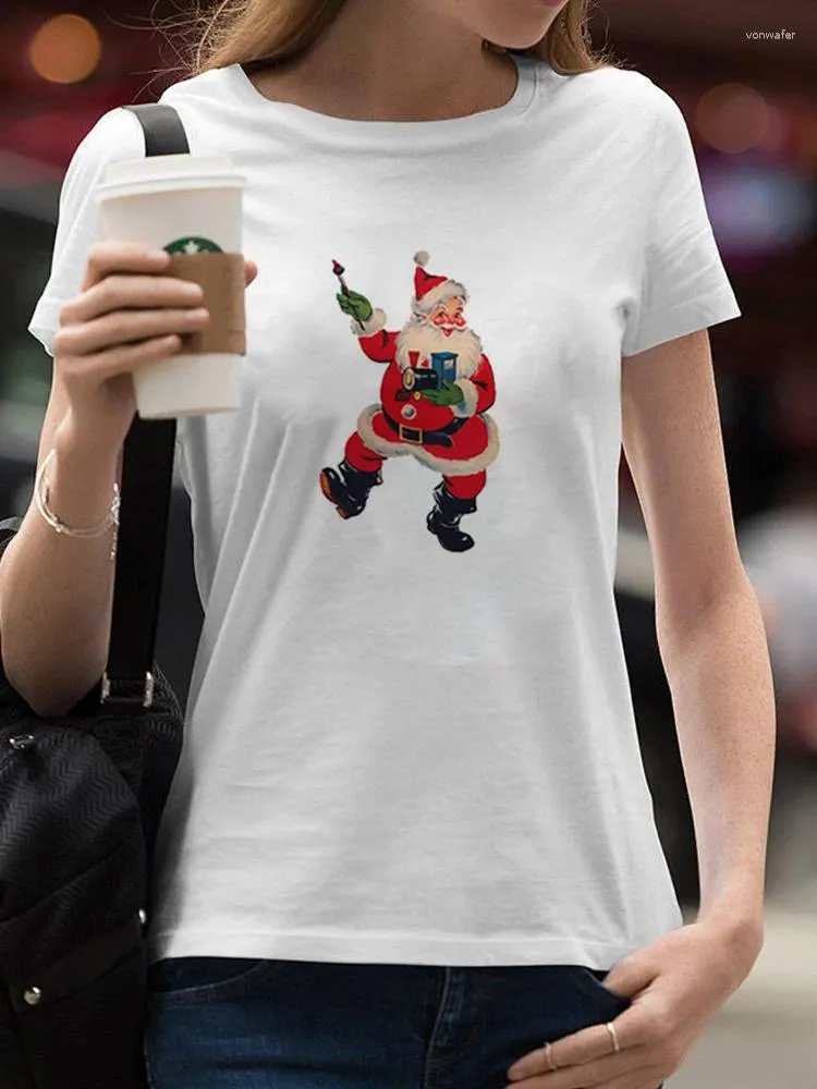 Women's T Shirts Merry Christmas Cute Snowman Vintage Women Shirt Print Tops Tee Lady T-Shirts Top T-Shirt Year Female Graphic