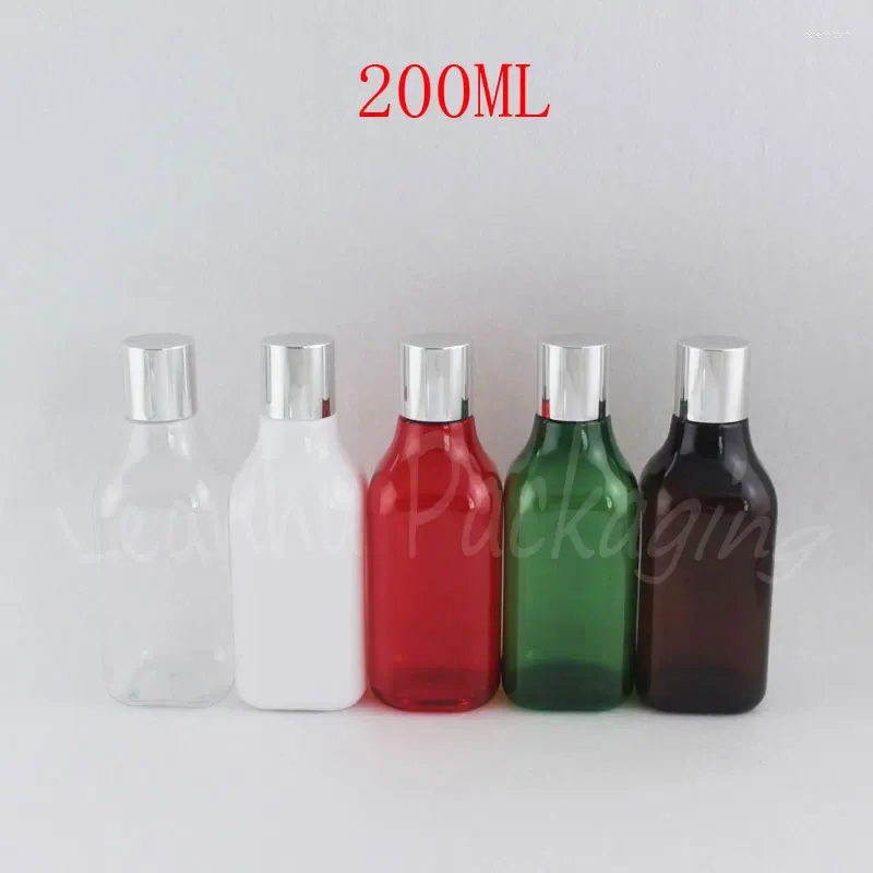 Storage Bottles 200ML Square Plastic Bottle Screw Cap 200CC Empty Cosmetic Container Makeup Water / Lotion Sub-bottling ( 30 PC/Lot )