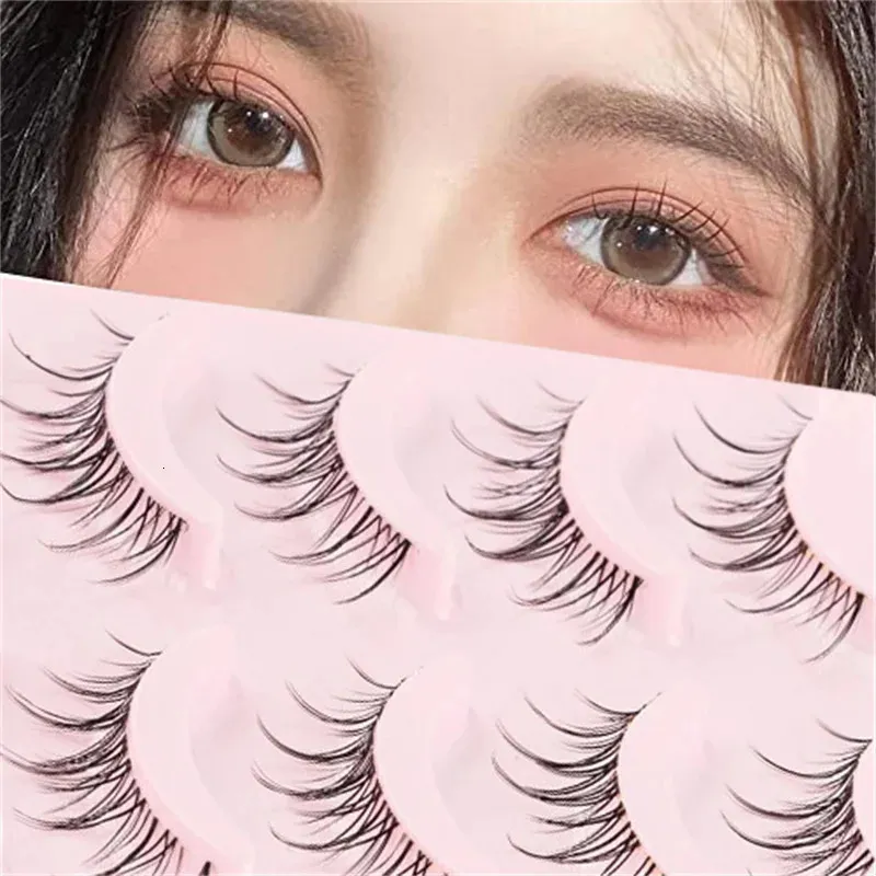 Manga fransar 5 par anime cosplay faux mink koreansk naturlig kort full remsa clear band mjuk ögonfransar 240407