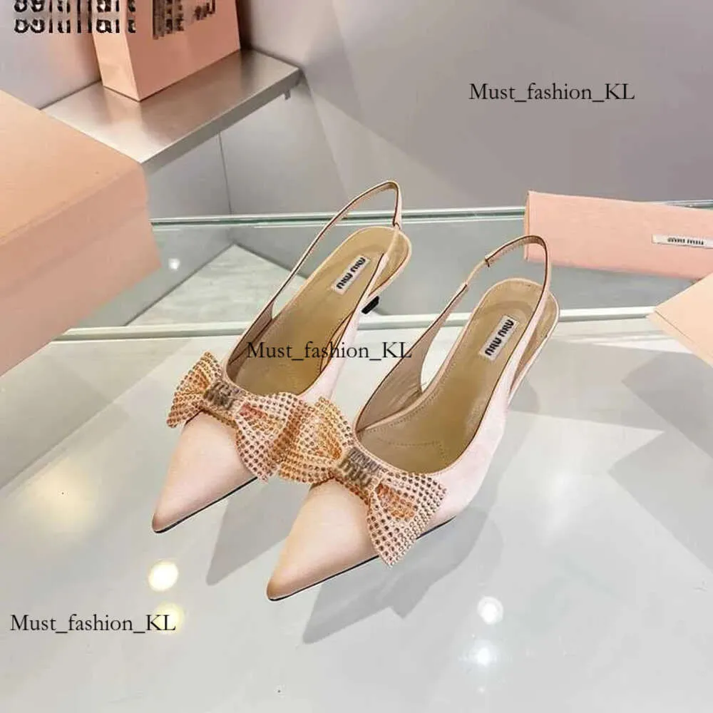 Miui Style Dress High Designer French Mui Mui Sunglasses Shoes Women New Style Pointed Thin Heel Rhinestone Mui Mui Flat Heel Fashion Sandals Shoes 628