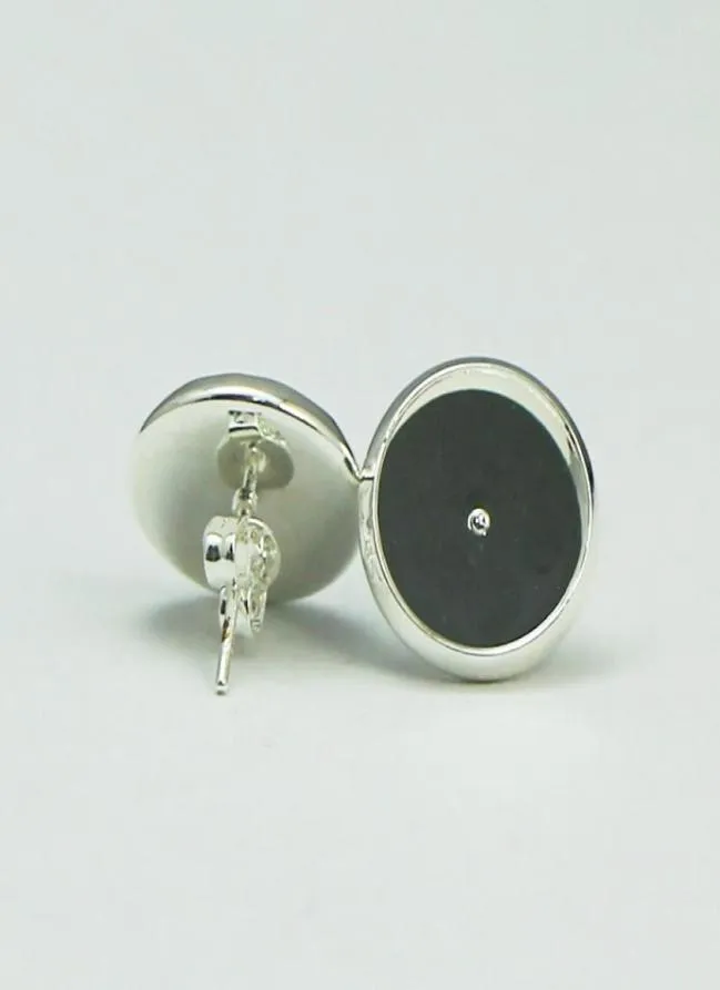 Beadsnice Stud örhängen i silverpläterad Coler Round Stud örhänge Blank Bezel Earring Trays Fit 12mm Cabochons eller harts ID 8264732675