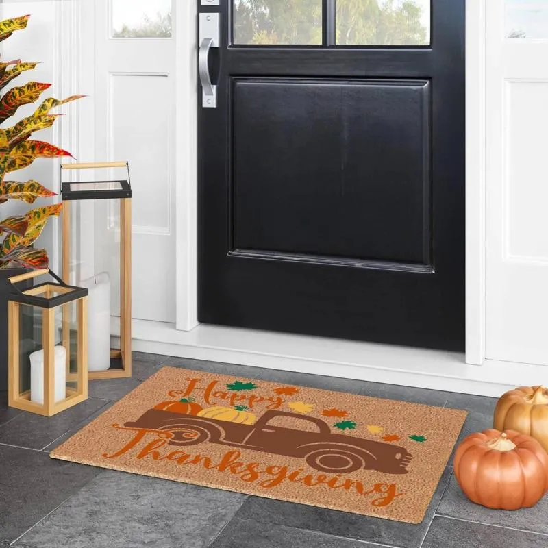Tapis joyeux Thanksgiving drôle mignon paillasson porte porte bien bienvenue amis à la maison