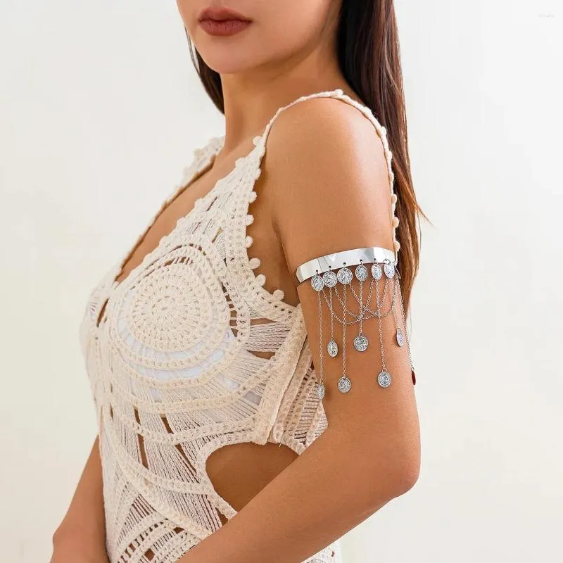 Bracciale bohémien tasselle catena del braccio di metallo etnico personalizzato in stile metallico antide -out bracciale superiore geometrico per donne gioielli da festa