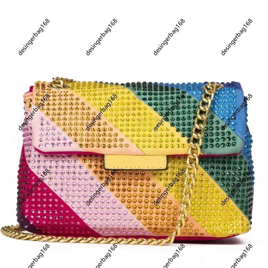 Eagle Rainbow Leather Crossbody Bag Women s Designer Handbag with Chain and Heart Details