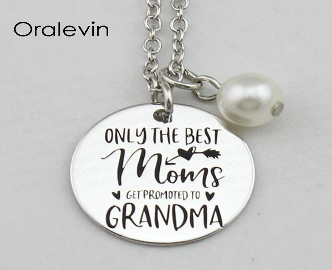 Endast mammorna blir befordrade till mormor Inspirational Hand Stamped Graved Charm Pendant Necklace Jewelry18Inch22mm10pcslo4670674