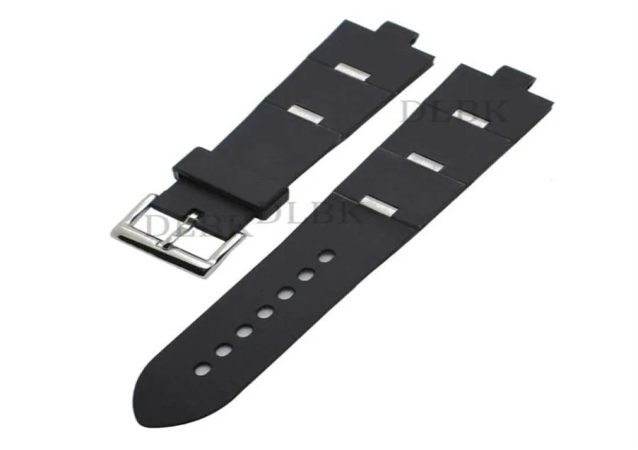 Watchband 22mm 24mm Men Women Watch Band Black Diving Silicone Rubber Strap rostfritt stål Silverstiftspänne för Diagono267R1105776