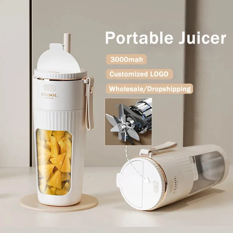 340 ml tragbarer Saftstrafe Wireless mit Strohmixer für Saftmilchshake Cu Cube Food Supplement Smoothie Mixer 240415