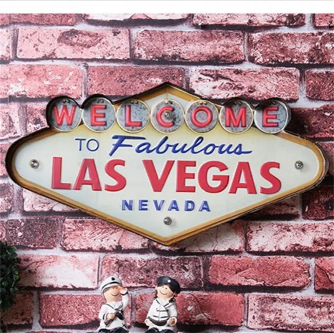 Whole Las Vegas Decoration Metal Painting Neon Welcome Signs Led Bar Wall Decoration 707 K23402704