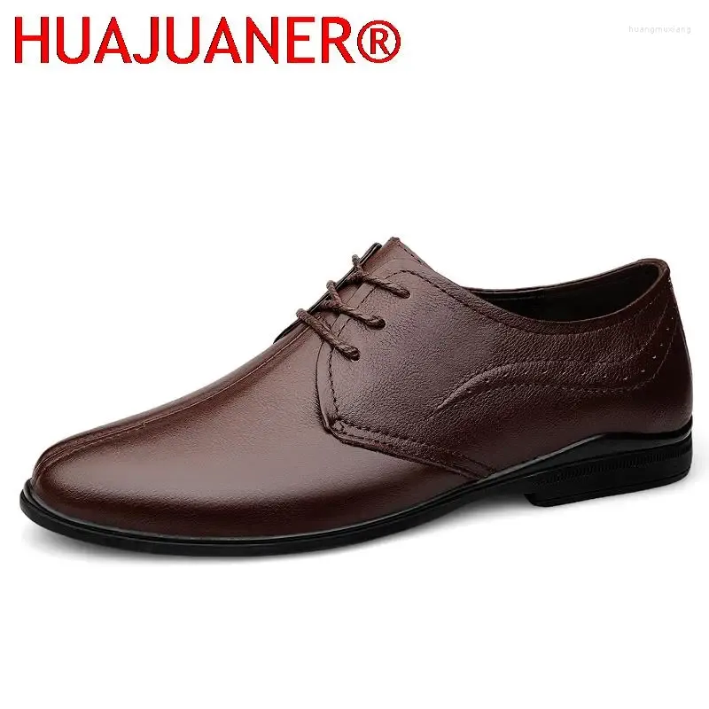 Casual Shoes Genuine Leather Men Oxfords Soft Cow Mens Moccasins Man Business Formal Dress Male Footwear Black