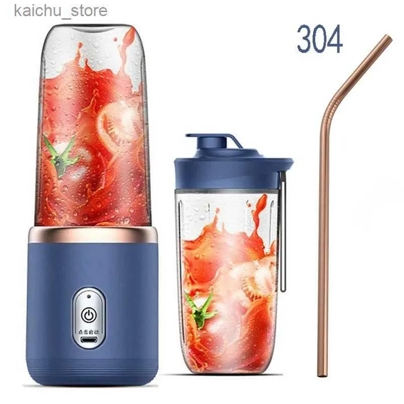 Juicers 6-blade Portable Fruit Juice Cup Fruit Juice Cup Automatisk liten elektrisk juice Maskin Smoothie Mixer Ice Crushing Cup Food Processor Y240418