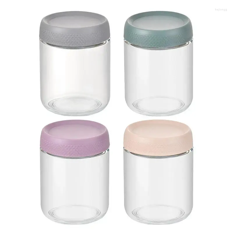 Förvaringsflaskor glasbehållare med lock vid bred mun 4 st masar burkar säker mat bra tätningsbehållare för friskhet och kvalitet