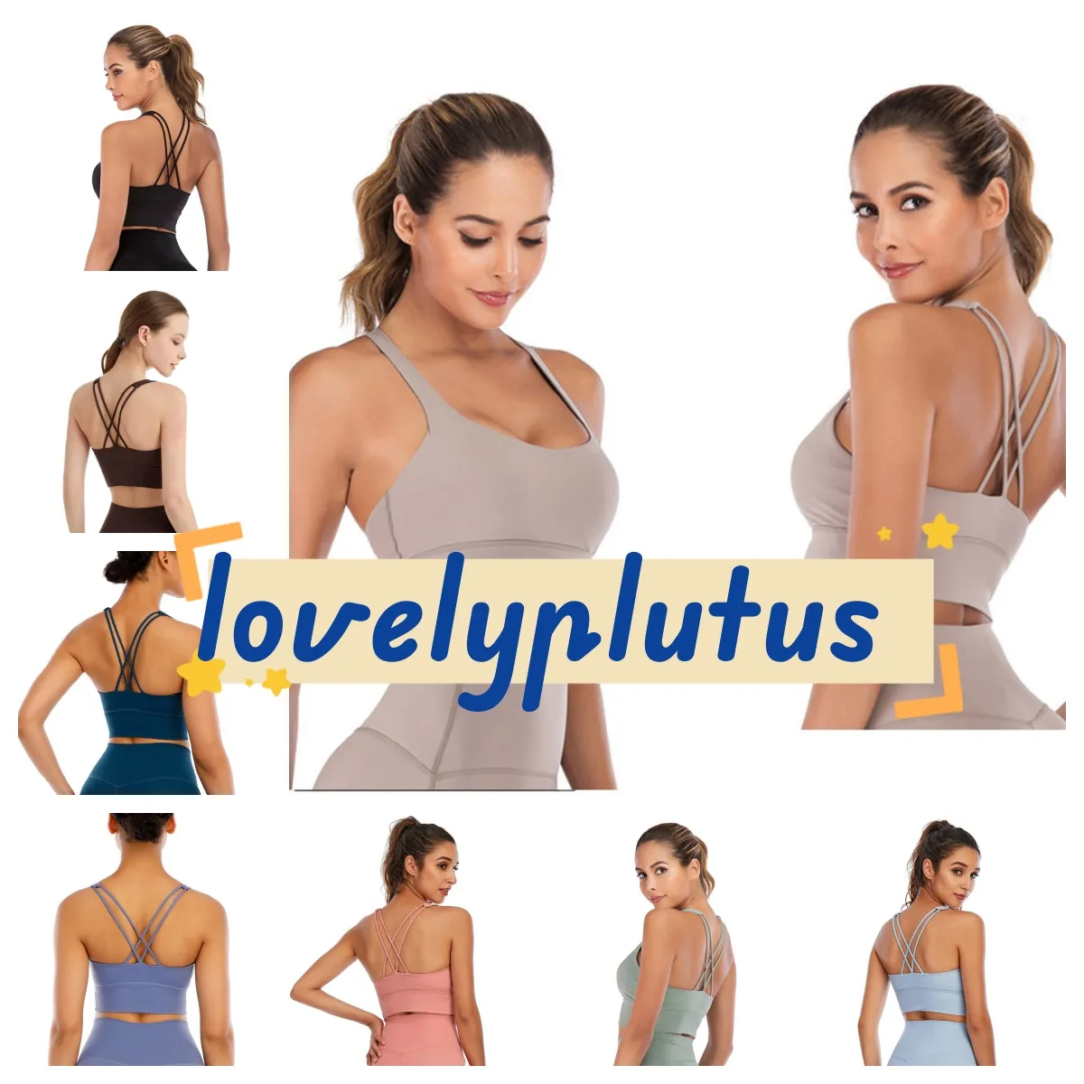 Sports Bra Tank Tops for Women, Criss-Cross z tyłu wyściełane dreszcze Bra Bra Medium wsparcie stanika jogi z wyjmowanymi filiżankami