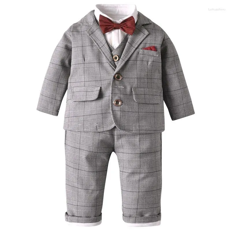 Clothing Sets Baby Baby's Winter Boy Clothes Long-sleeve Gentleman Four-piece Set Boys Ropa 110/120cm