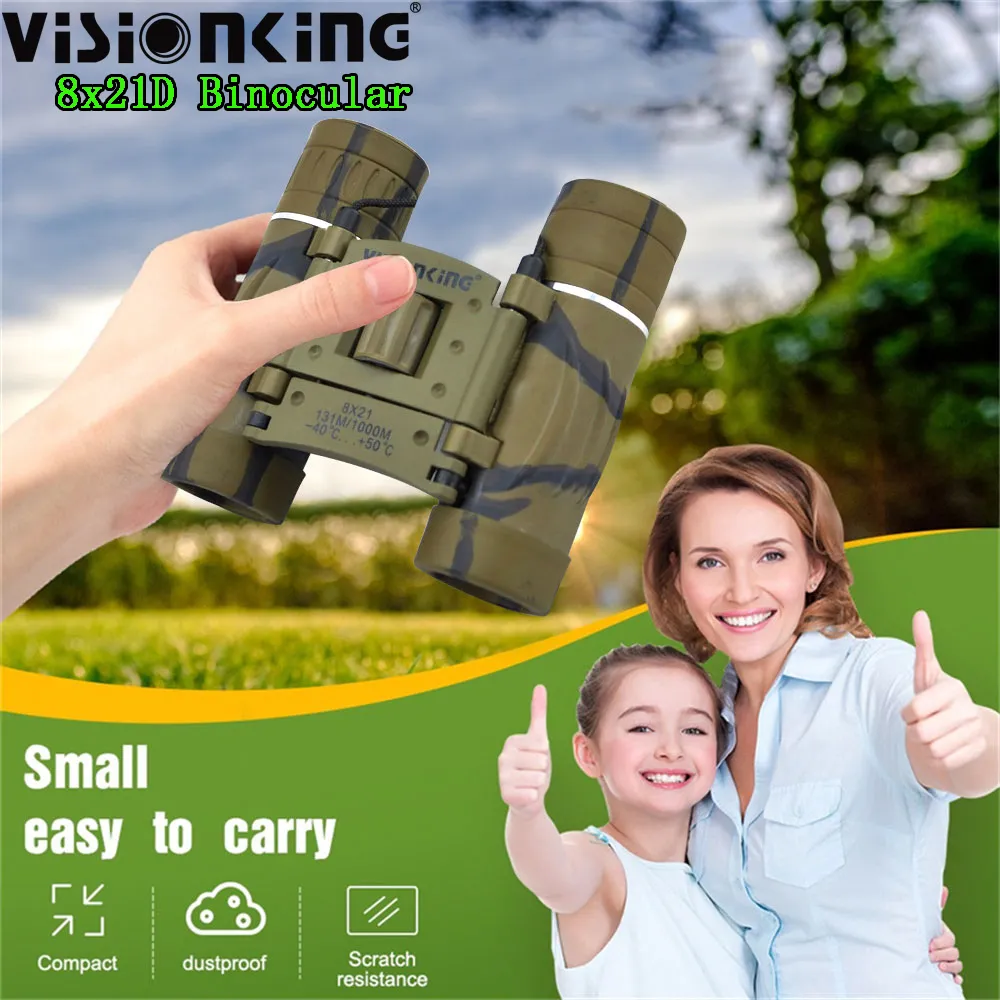 Visionking Portable Mini 8x21 HD Binoculaires fixes puissant BAK4 Télescope Porro prisme