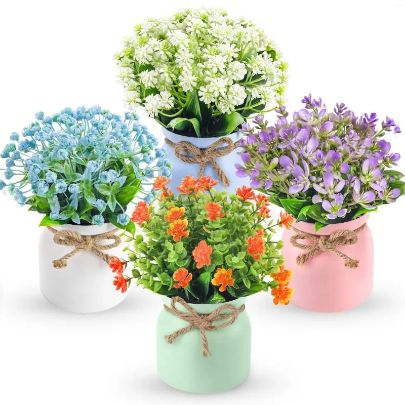 Fleurs décoratives 1 pack fausses plantes artificielles intérieure en pot pour la maison de cuisine à la maison salle de restauration de table basse décorations de table basse