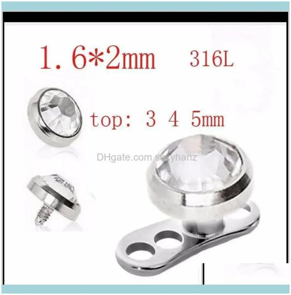 Fişler Jewelryplugs Tüneller 316L Paslanmaz Çelik Cilt Dalgıç Piercing Micro Dermal Mücevher Vücut Damlası Teslimat XS0BX1799844