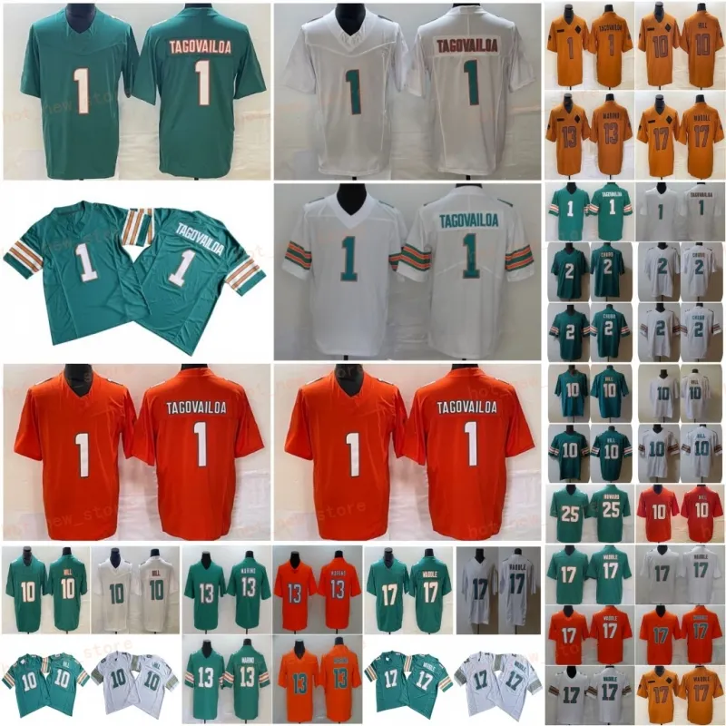 Tyreek Hill Tua Tagovailoa Football Jerseys Jaylen Waddle Jalen Ramsey Bradley Chubb Green White