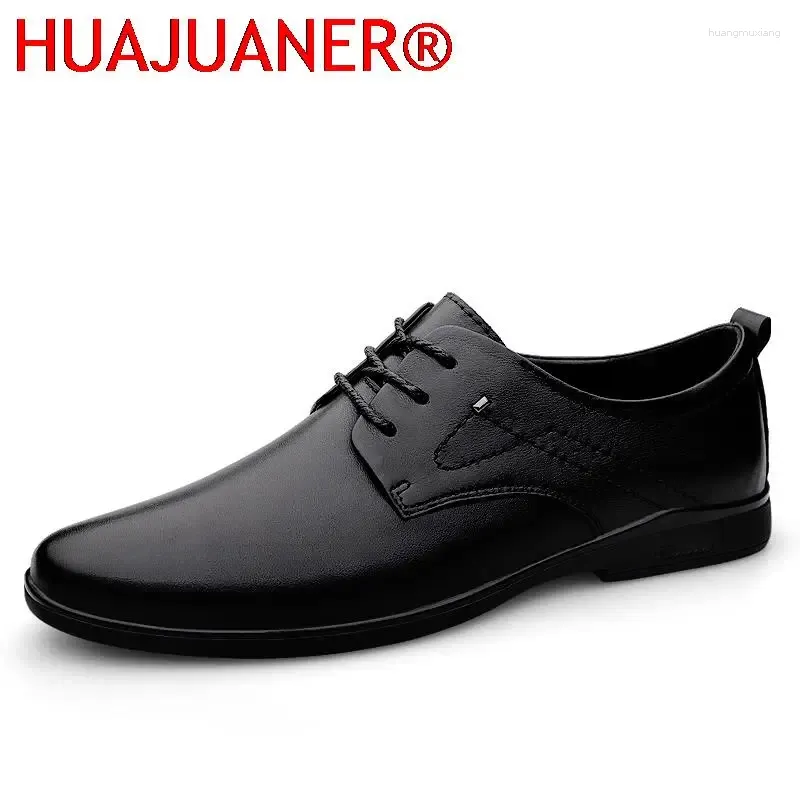 Sapatos casuais vestido de negócios de couro genuíno para homens de alta qualidade casamento formal oxfords calçados