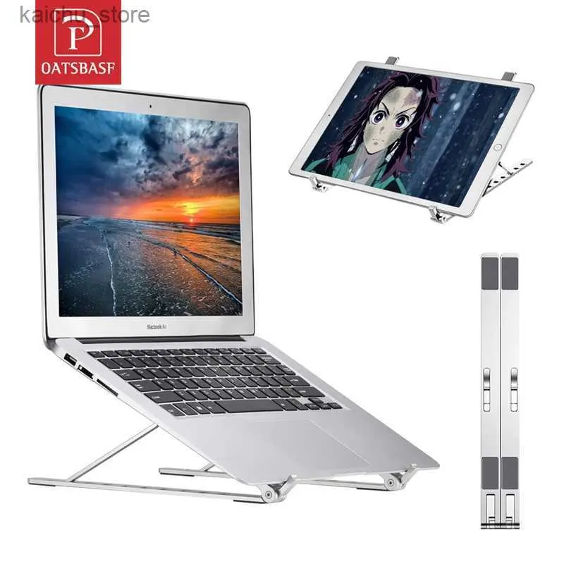 Altri componenti del computer OATSBASF Porta per laptop pieghevole stand in alluminio stand per macBook iPad Legne per laptop Vertical Legne Portable Tablet Supporto supporto Y240418
