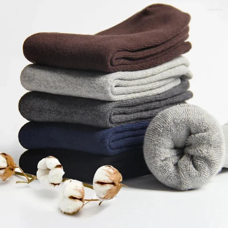 Marques de chaussettes masculines coton hommes de haute qualité 5 paires épaississent les affaires chaudes d'automne noir hiver pour mâle thermique