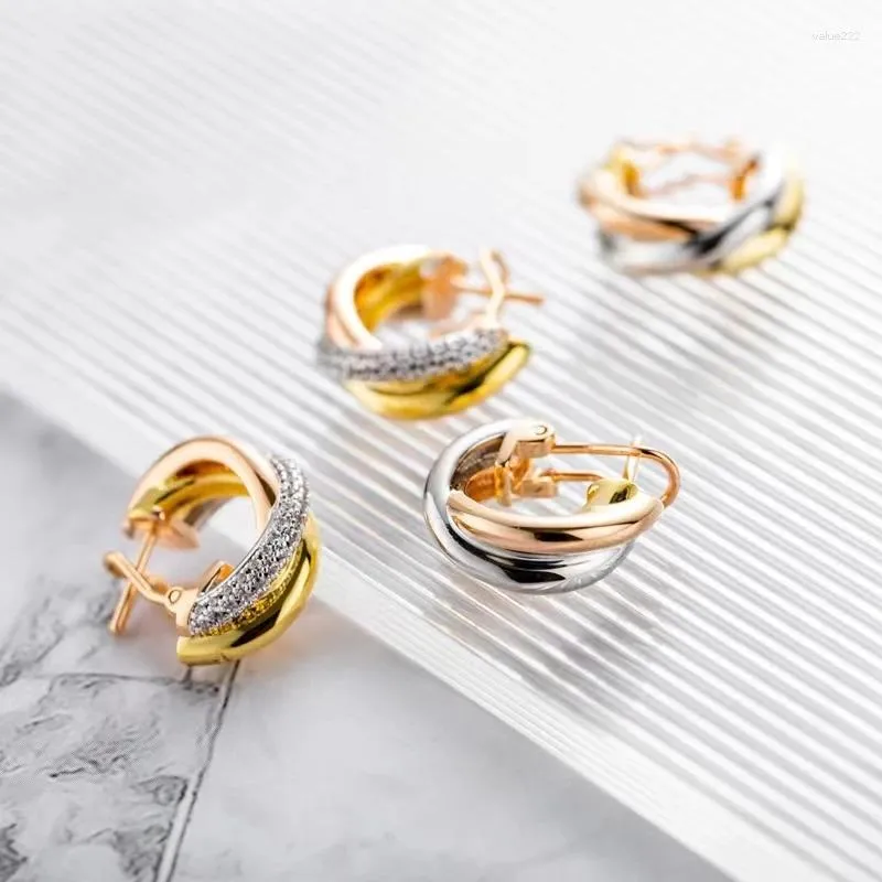 Gestüt Ohrringe 2032 Europäischer und amerikanischer Klassiker Tri Farbe Gold 925 Sterling Silber Golded Stylefashion Jewelry Geschenk