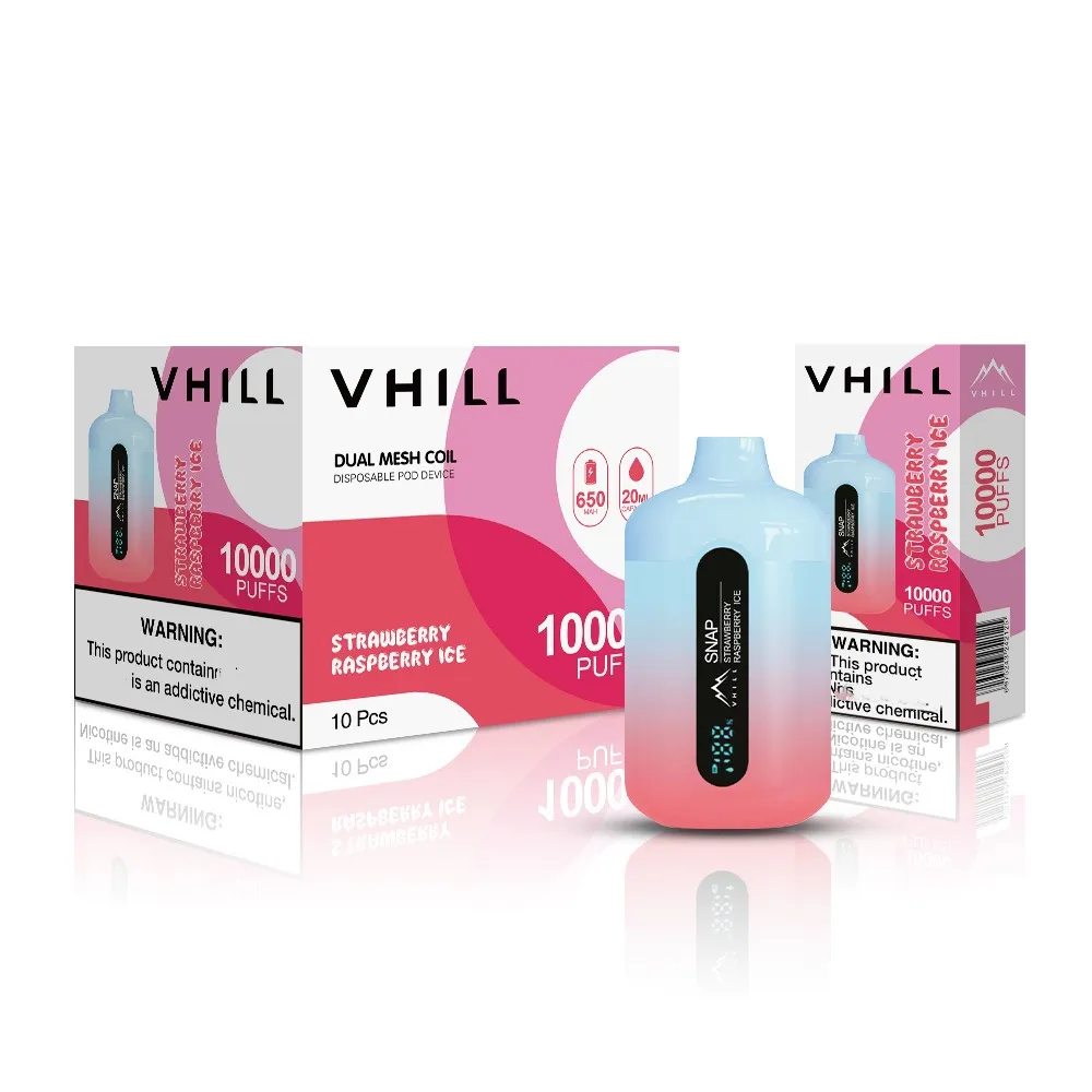 Autentico Vhill Snap 10000 sbuffi Magazzino UE usa e getta con olio e dispositivo di visualizzazione di alimentazione Dispositivo 20ml 650MAH Tipo C Coil a rete batteria ricaricabile vs Poco