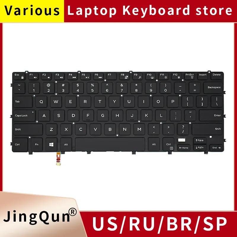 Teclados teclados originais do laptop russo dos EUA com luz de fundo para Dell XPS15 9550 9560 9570 P56F Precisão 5510 M5510 M5520 M5530 0GDT9F