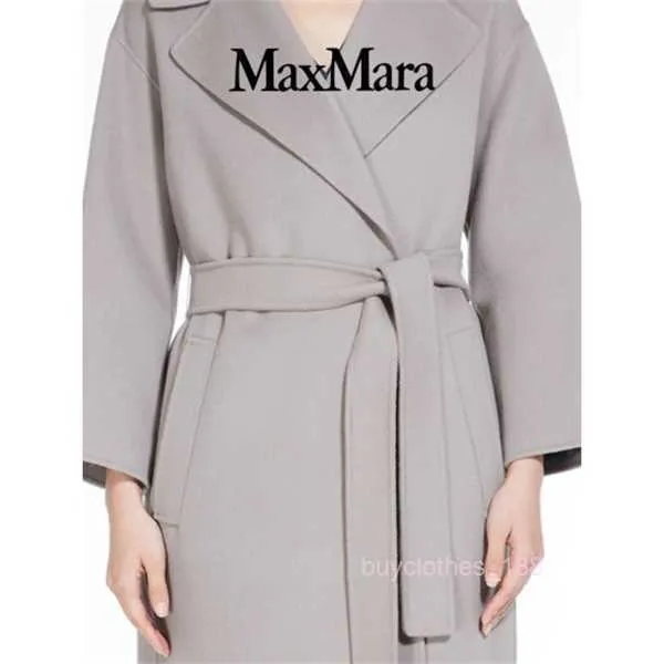 Manteau manteau manteau de moteur de moteur de mode de mode maxmaras pour femmes en laine double face manteau gris clair