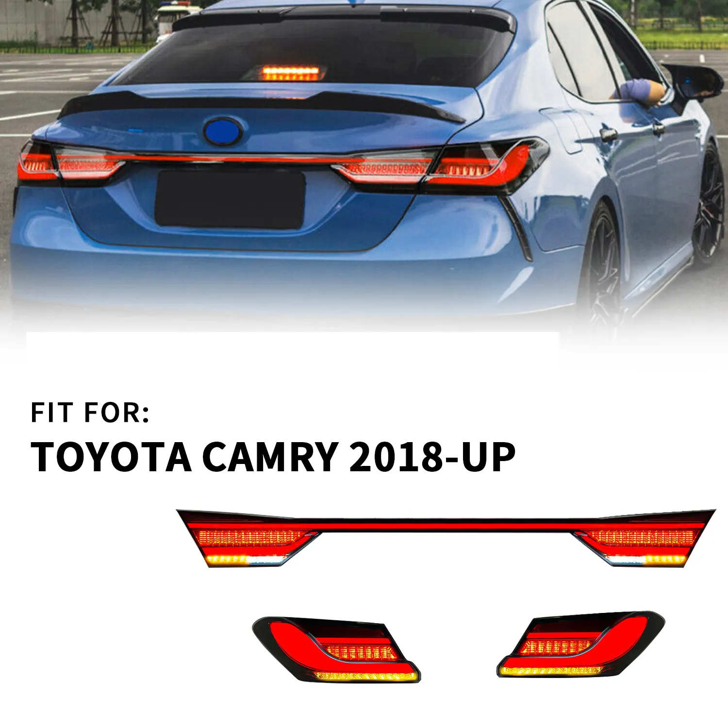 Tylna lampa hamulca odwrotne światła do pracy dla Toyota Camry LED Light Light 18-23 Streamer Wskaźnik sygnału Tablicy tylne Montaż