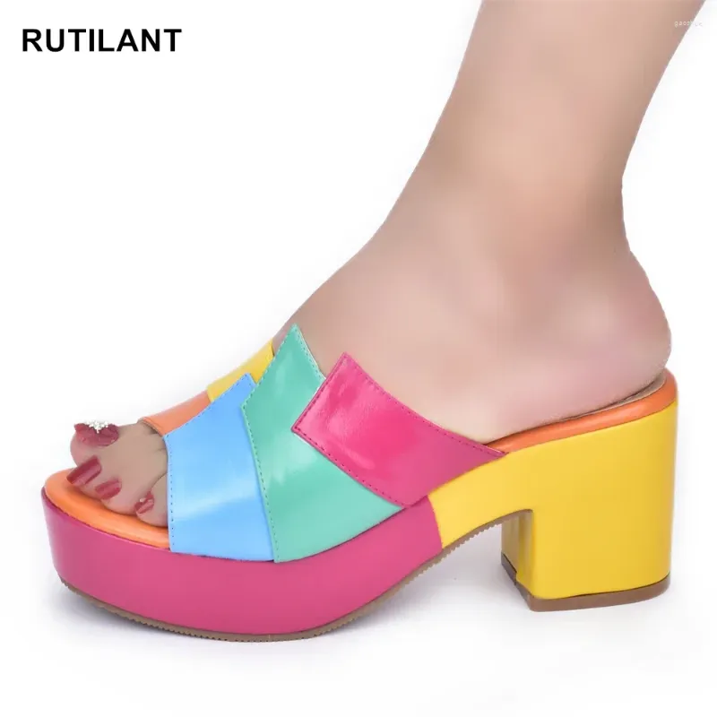 Dress Shoes Italian Lady Multicolor Design Wedges For Women Platform High Heels Thick Heel Slingbacks Wedge Sandals