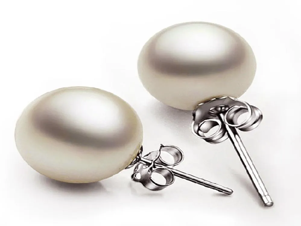 925 Sterling Silver Pearl Jewelry Romantic Charm Simple 6810 MM Pearl Ball Earrings8986743