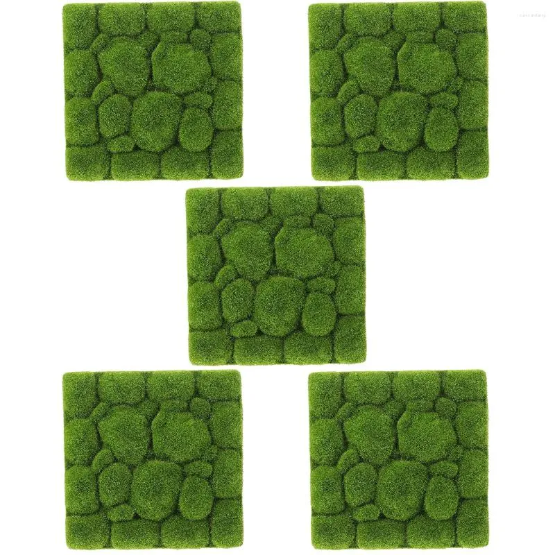 Flores decorativas 5 PCs decoração da placa de simulação de parede de musgo artificial Fundo verde para sala de estar Micro verdes
