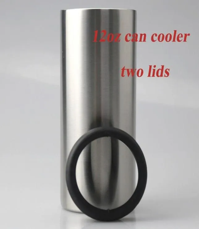 12oz Can Cooler with two lids Stainless Steel Tumbler Can Insulator Vacuum Insulated Bottle Cold Insulation Can3081773