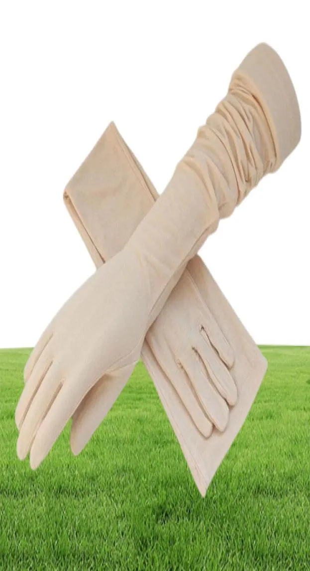 Vrouwen zomer lange katoen modale zonnebrandhandschoenen handschoenen arm katoen half vinger handschoenen manchet zon handbescherming antiuv rijding16619228