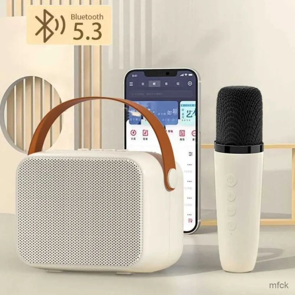 Tragbare Lautsprecher tragbare Lautsprecher Wireless Dual -Mikrofone Karaoke Machine Bluetooth 5.0 HiFi Stereo Surround Sound Lautsprecher Familie KTV Gesang