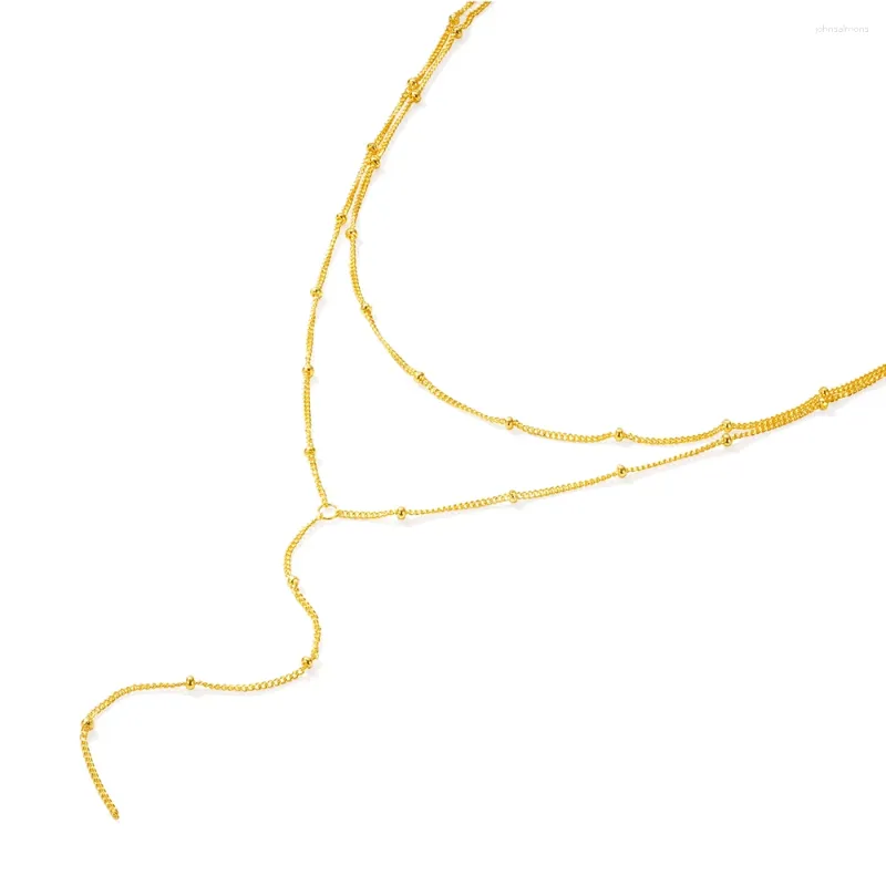 Ketten Aide 925 Sterling Silber für Frauen elegante klassische doppelschichtseitenkette Kette Y-Line Vielseitige Halsketten Juwelierparty Geschenke