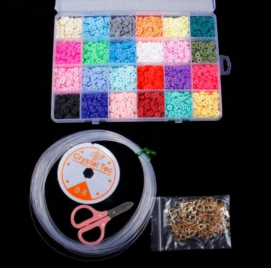 Charm Bracelets 4800pcs Handmade Color Jewelry Making Supplies Kit Accessories Flat Round Polymer Clay Spacer Beads DIY Necklace S2766696