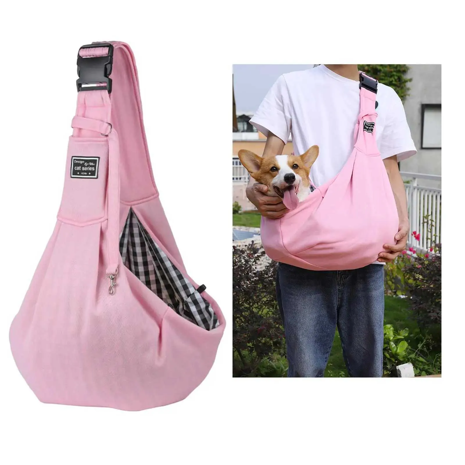 Collapsible Pet Sling Carrier Bag Cat Dog Outdoor Tote Accessories Hiking Portable Hand Free Adjust Buckle Single Shoulder Bag